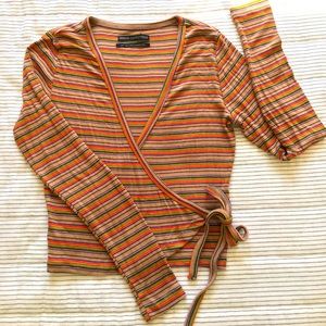 Urban Outfitters multi-striped, wrap & cropped top. Size S